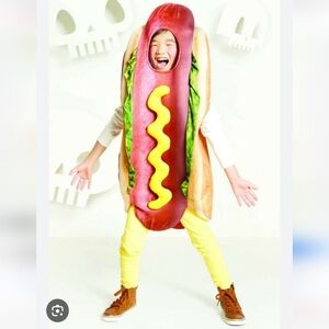 Hot Dog With Relish & Mustard Costume NWOT Big Kids/Adults OS Tabs In Back